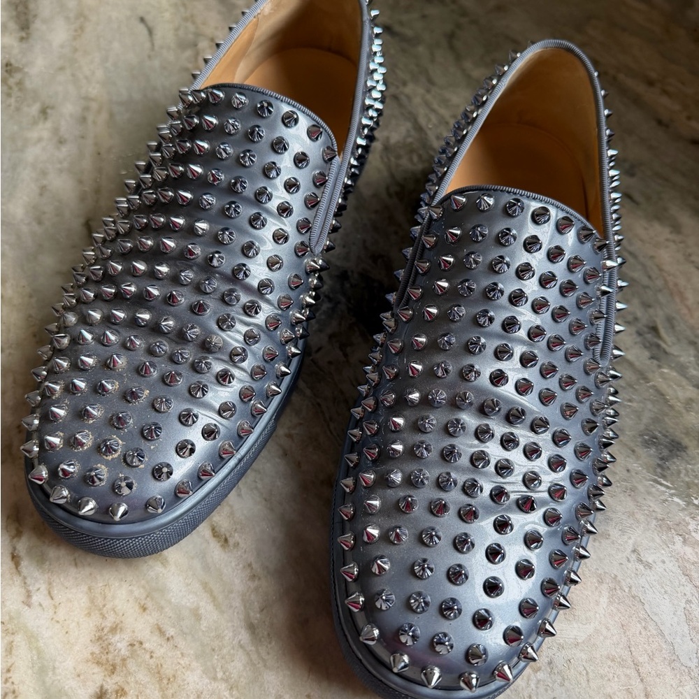 Christian Louboutin Metallic Studded Loafers